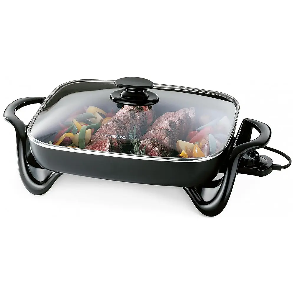 Frigideira Elétrica Antiaderente 1.4 L com Controle de Temperatura, 1500W, 110V, PRESTO 06852, Preto
