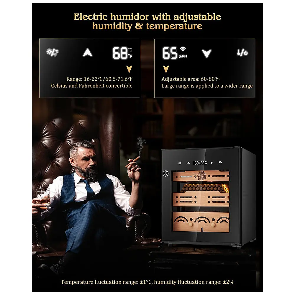 Humidor Elétrico FANKAI Preto Para 600 Charutos com Sistema de Controle de Temperatura e Umidade 75L 110V — foto 2