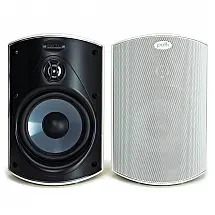 Caixas de som externas Polk Audio Atrium 4 brancas, par all‑weather compacto com woofer de 11,4 cm e suporte Speed‑Lock