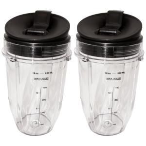 Ninja Copo Pequeno 532ml 2 Pack Tampas Giratórias Sip N Seal, Compatível Nutri Ninja Auto iQ Série 1000w e Liquidificadores Duo