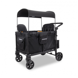 Carrinho Wagon WONDERFOLD W4 Elite Pro Preto 4 Lugares com Arnês 5 Pontos e Dossel UV Ajustável