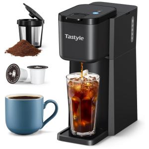 Cafeteira Portátil de Dose Única, de Capsula ou Café Moido com Livro de Receitas, 110V, Tastyle, Preta