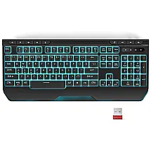 Teclado Ergonômico Sem Fio Recarregável QWECFLY Preto com Luz LED, Design Antifadiga para Mãos Confortáveis