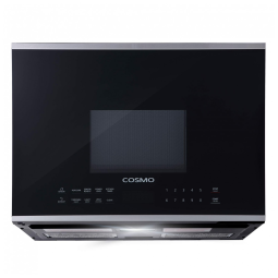 Forno micro-ondas sobre fogão Cosmo inox e preto 38L 1000W 10 níveis de potência sensor de cozimento exaustor integrado 110V