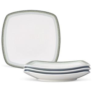 Conjunto de Pratos para Jantar com 4 Peças, Formato Quadrado e Material de Porcelana, Noritake G037-586D, Verde e Branco