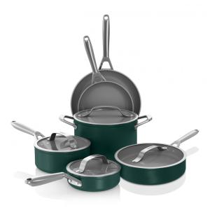 Conjunto de Panelas Ninja NeverStick Ceramic Pro 10 Peças Verde British Racing Green Revestimento Cerâmico Inox Indução