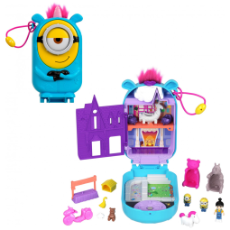 Kit Polly Pocket e Minions com 1 Boneca, 2 Minions, Unicórnio Fofinho e Total de 9 Acessórios para Crianças Acima de 4 Anos, Mattel HWP09