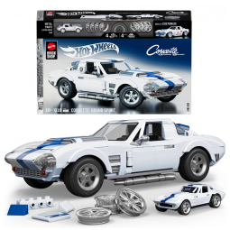 Conjunto de Montar Série Elite Hot Wheels, Corvette Grand Sport com 918 Peças, Detalhes Realistas e Adesivos Personalizados, Mattel