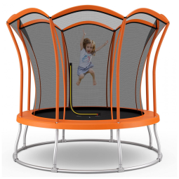 Trampolim externo Goplus 8FT 10FT, trampolim aprovado pela ASTM com formato de flor exclusivo, rede de gabinete, almofada de segurança