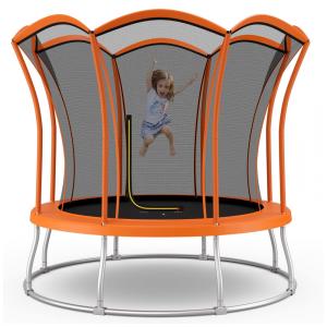 Trampolim externo Goplus 8FT 10FT, trampolim aprovado pela ASTM com formato de flor exclusivo, rede de gabinete, almofada de segurança