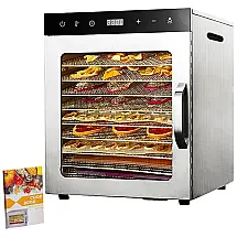 Desidratador de Alimentos Elétrico com 10 Bandejas em Aço Inoxidável e Controle de Temperatura, 800W, SMARTECK, Prata