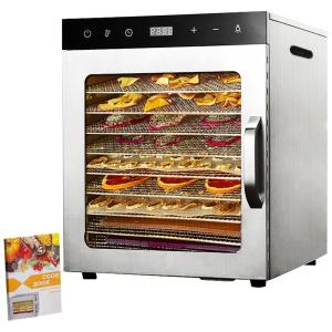 Desidratador de Alimentos Elétrico com 10 Bandejas em Aço Inoxidável e Controle de Temperatura, 800W, SMARTECK, Prata