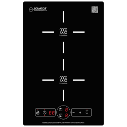 Cooktop Elétrico de Indução para Embutir 13" 33cm com 2 Queimadores, 110V 3600W, Equator BIC 132, Preto