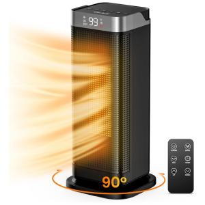 Aquecedor Elétrico de Torre e Cerâmica com Tela de LED e Controle Remoto, 1500W 110V, Elechelfb, Preto