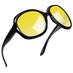 Óculos de Sol Feminino com Proteção UV, Joopin B11, Amarelo e Preto