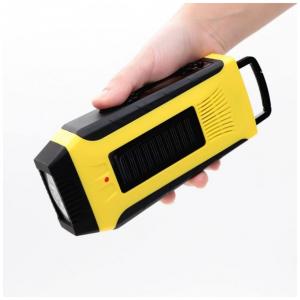Rádio AM, FM, NOAA Carregador de Celular Recarregável Manivela Solar Lanterna Display Amarel