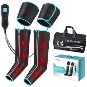 Massageador Elétrico de Compressão para Pernas e Pés 4 Modos e 4 Intensidades, Sotion, Azul Claro