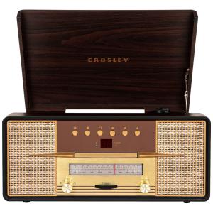 Vitrola, Toca Discos 3 Velocidades Bluetooth Rádio AM, FM CD, CROSLEY CR7016A MA, Marrom Escuro