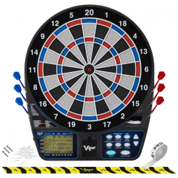 Jogo De Dardos Eletrônico, Ultrafino para Maior Área de Pontuação, Furos de Segmento com Trava para Menos Rebatidas,16 jogadores.Viper