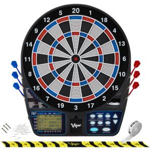 Jogo De Dardos Eletrônico, Ultrafino para Maior Área de Pontuação, Furos de Segmento com Trava para Menos Rebatidas,16 jogadores.Viper