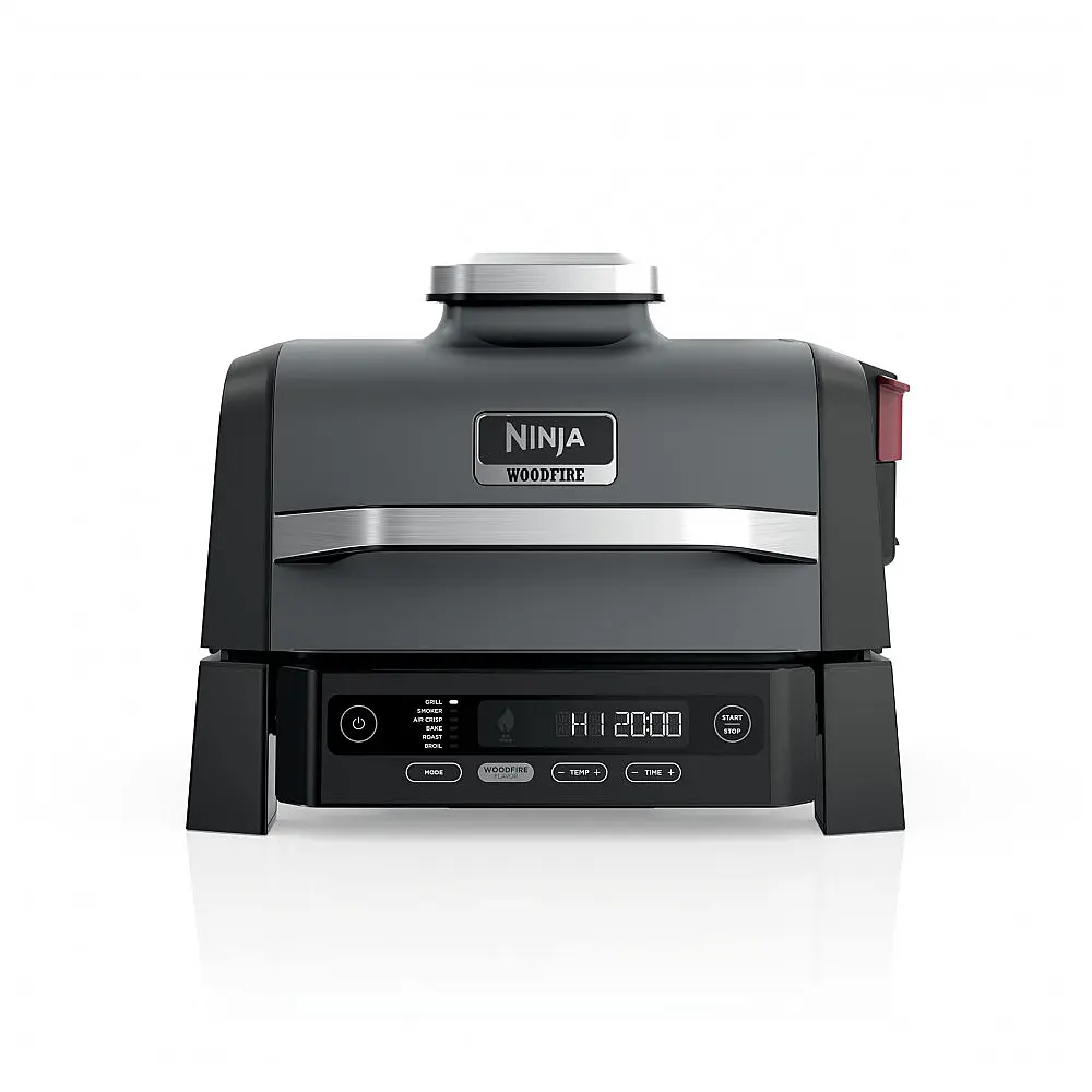 Churrasqueira Elétrica a Lenha Ninja Woodfire OG321 6 em 1 Grelha Defumador Air Fryer Externo
