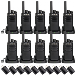 Rádio Comunicador Walkie Talkie Retevis RT68 Rádio Bidirecional de Longo Alcance, Compacto e Resistente, Recarregável com Base USB (10