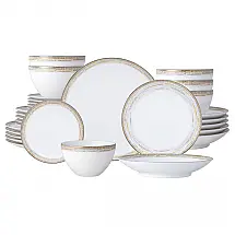 Aparelho de Jantar Noritake Raylan 30 Peças Porcelana Serviço para 6 Friso Ouro e Platina