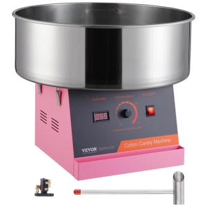 Máquina de Algodão Doce Elétrica Silenciosa e 1 Colher, 1050W, 110v, VEVOR Cotton Candy Maker Pink, Rosa