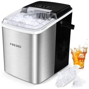 FRESKO IM0001 Máquina de Gelo Automática Portátil Produz até 11kg, 24H, 110V, Cor Prata