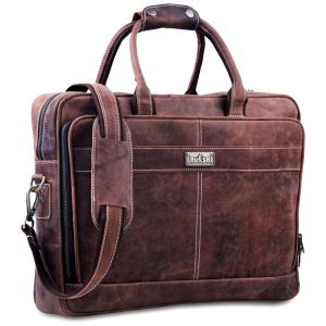 HULSH Bolsa, Pasta de Couro para Laptop Marrom