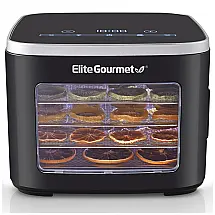 Desidratador de Alimentos Elite Gourmet Preto Digital 5 Bandejas com Timer 48h e Luz Interior 120V