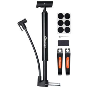 Bomba de Piso Ergonômica para Bicicleta com Medidor e Válvula Inteligente 130 PSI, MALKER, Preto