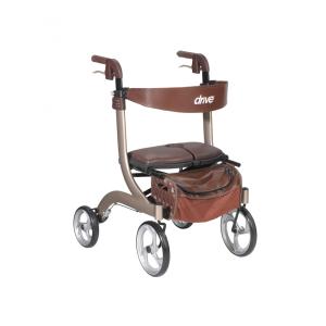 Andador Adulto Idoso com Apoio de Braço, Assento Acolchoado e Cesto, Suporta até 136 kg, DRIVE MEDICAL RTL10266CH HS, Marrom