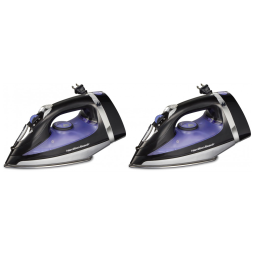 Ferro a Vapor Hamilton Beach para Roupas com Base de Aço Inoxidável, 1200 Watts, Cabo Retrátil de 2.4 Metros, Preto - Pacote com 2 Unidades