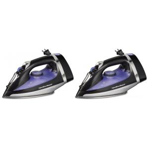 Ferro a Vapor Hamilton Beach para Roupas com Base de Aço Inoxidável, 1200 Watts, Cabo Retrátil de 2.4 Metros, Preto - Pacote com 2 Unidades