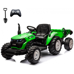 Trator Elétrico Infantil Sopbost 24V 10Ah, 2WD, Reboque Elétrico, Rodas EVA Grande, Suspensão Traseira, Controle Remoto, 90kg, Verde