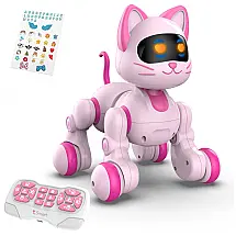 Robô Gato STEMTRON 25cm Interativo Programável RC Rosa com Adesivos
