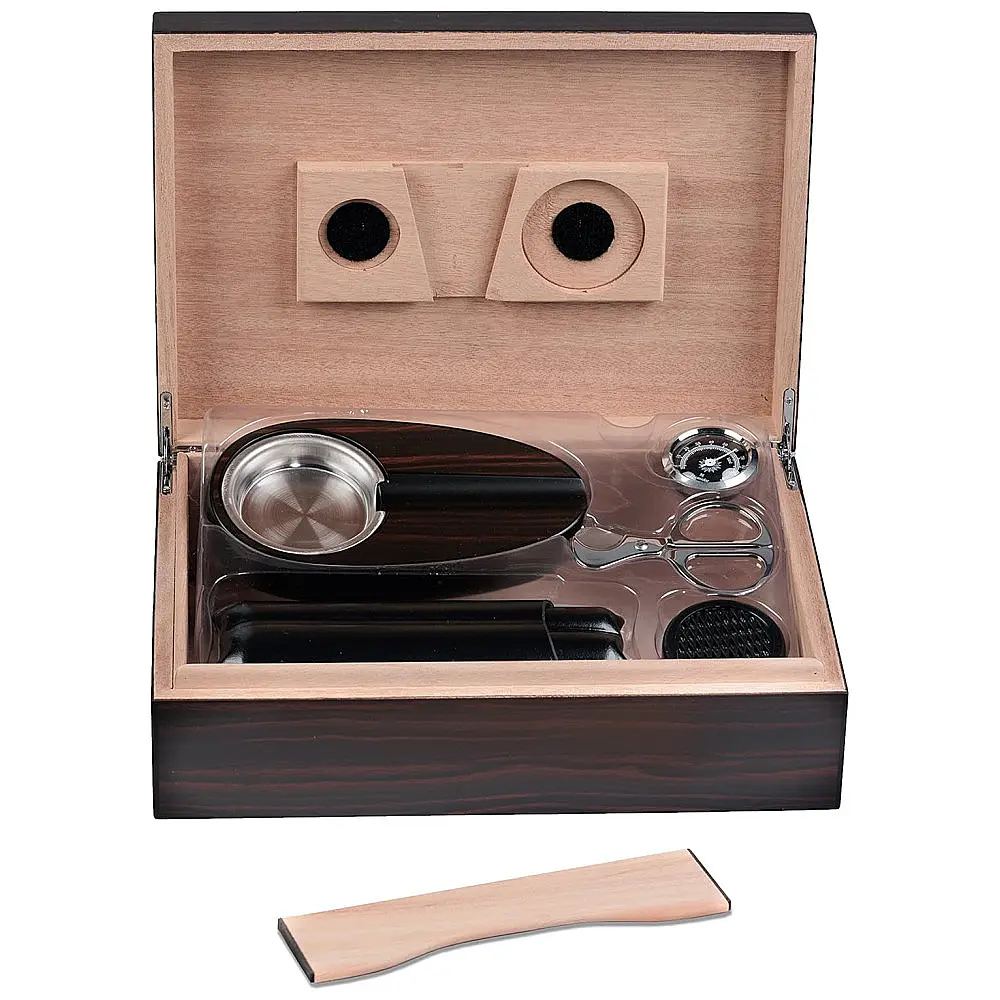Humidor de Charutos Prestige Import Group Davenport Madeira Ébano com Kit Completo e Capacidade para 50 Unidades — foto 2