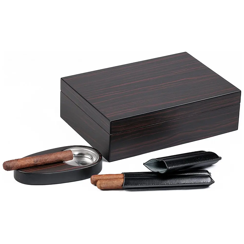 Humidor de Charutos Prestige Import Group Davenport Madeira Ébano com Kit Completo e Capacidade para 50 Unidades — foto 3