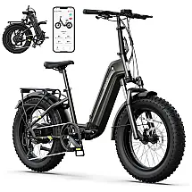 Bicicleta Elétrica Dobrável Sisigad 1500W, Pneus Fat 20"x10cm, Bateria 48V 15Ah, 96 km, 7 Velocidades, Freios a Disco, Suspensão Completa
