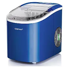 Máquina de Gelo até 12 kg em 24H Portátil com Colher e Cesta de Gelo, 110V, COSTWAY, Azul Marinho