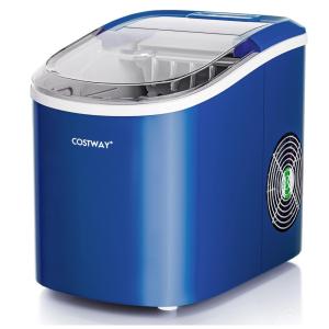 Máquina de Gelo até 12 kg em 24H Portátil com Colher e Cesta de Gelo, 110V, COSTWAY, Azul Marinho