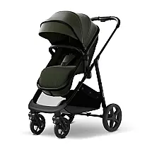 Carrinho de Bebê Conversível 2 em 1 com Modo Berço e Dobrável, Mompush, Verde Escuro