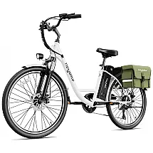 Bicicleta Elétrica para Adultos 7 Velocidades até 64km com Bolsa de zenamento, 36V 350W, Heybike, Branca