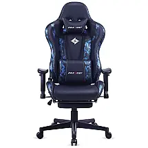 Cadeira Gamer Ergonômica Ajustável com Apoio para os Pés, Camuflada, DOXACEF 09, Azul