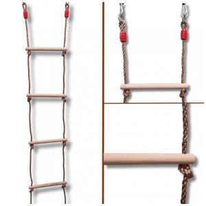 Escada de Corda para Balanço ISOP Marrom 3m - 11 Degraus Capacidade 120 kg