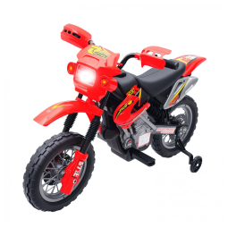 Moto Elétrica Infantil Off Road a Bateriva 6V com Rodas de Treinamento, Qaba, Vermelha