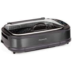 Grelha elétrica removível interna sem fumaça e placas para assar, superfícies antiaderentes para cozinhar, tampa de vidro, PRETO