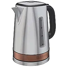 KE3100C Chaleira Elétrica sem Fio 1.7L com Desligamento Automático e Aço Inoxidável, 110v, BLACKDECKER, Prateado