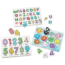Quebra Cabeça Infantil de Madeira, Temas Números, Alfabeto e Cores para Crianças Acima de 3 Anos, Melissa & Doug